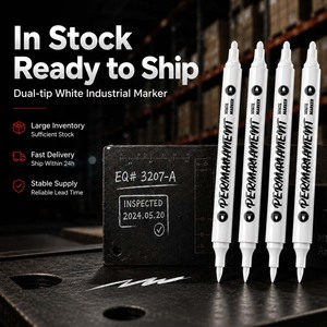 <span class=keywords><strong>Pennarello</strong></span> <span class=keywords><strong>Acrilico</strong></span> <span class=keywords><strong>Bianco</strong></span> a Doppia Punta, Impermeabile, Asciugatura Rapida, Indelebile, per Journaling e Marcatura Industriale - Product Image 1