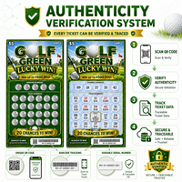 Tarjeta de Visita de Cartón Dúplex con Tema de Golf, Impresión Instantánea por Raspado, Formato y Tamaño Personalizados OEM de Fábrica, Datos Variables, Estampado en Caliente