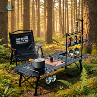 Table pliante tactique IGT en alliage d'aluminium léger, de luxe abordable, avec plaques de jonction DIY, pour camping et thé