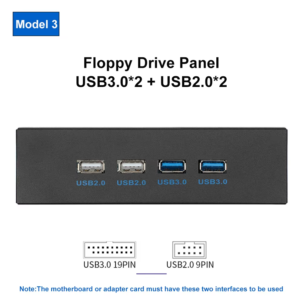 สีดำ (USB3*2+USB2*2)-5.25 นิ้ว