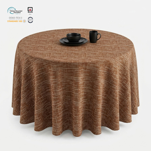 Vintage Silver 120 Inch Round Floral Jacquard Woven Washable Polyester <b>Tablecloth</b> for Luxury Home & Reception Use - Product Image 1