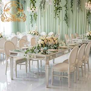 Luxury Glass Banquet Dining Room Wedding <strong>Mirror</strong> <strong>Table</strong> Top Dining <strong>Table</strong> - Product Image 2