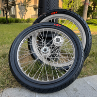 Jeu de roues Supermoto chromées argentées de 17 pouces, jeu de roues à rayons pour Surron Light Bee LBX Street