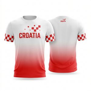 Camiseta de Fútbol con Diseño a Cuadros Rojos y Blancos de Croacia, Precio al por Mayor para Tiendas Minoristas - Product Image 1
