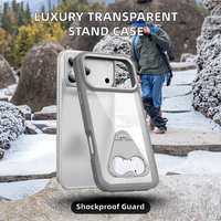 Étuis de téléphone portable en TPU+PC transparents de luxe avec bouton métallique au design unique, anti-chute, design sportif, ouvre-bouteille pour 16 17 Pro Max