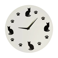 Jam dinding besi bulat tampilan jarum mewah jam dinding khusus kucing logam jam dinding dioperasikan baterai jam dinding