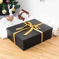 Grandes boîtes cadeaux rigides portables réutilisables avec couvercle magnétique et ruban personnalisables pour cadeaux