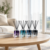 Diffuseur de parfum d'ambiance en verre dégradé avec bâtonnets noirs pour chambre, salon, salle de bain, bureau