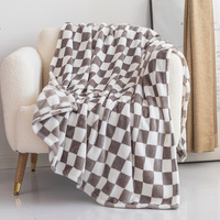 Couverture polaire à carreaux taille Queen, douce et chaude, imprimée, épaisse et confortable, pour l'hiver, idéale pour canapé - Grande Vente