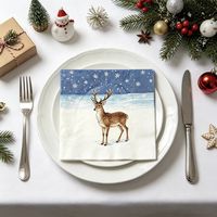 Serviettes jetables à thème de Noël, motif renne de dessin animé, pour hôtels, fêtes, cadeaux, mouchoirs de Noël, trois couches épaisses