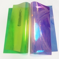 Rouleau de 30cm x 135cm, 0.3-0.4mm, film vinyle holographique transparent en PVC, couleur, pour bricolage, sac, chaussures, artisanat