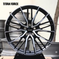 Jantes de voiture TITAN FORCE 18 20 22 24 pouces 5x112 5x120 Jantes forgées sur mesure Noir brillant Face usinée pour BMW Série 5 Série 7 X3 X5