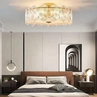 Lustre français d'intérieur pour chambre à coucher, salon, lampe de plafond moderne avec abat-jour en verre et base dorée