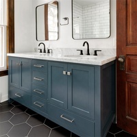 Kabinet meja rias kamar mandi kayu solid, lemari rias kamar mandi, kayu solid, pernis mengilap, matte, vanity top marmer Modern