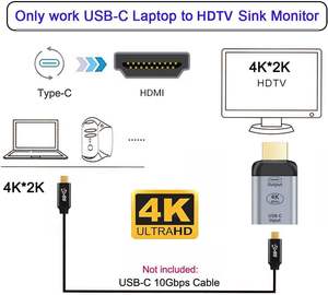 Vente en gros <span class=keywords><strong>Adaptateur</strong></span> TV HD USB-C femelle vers <span class=keywords><strong>HDMI</strong></span> mâle (4K 60Hz, 1080p) adapté aux moniteurs tablettes smartphones et ordinateurs portables - Product Image 2