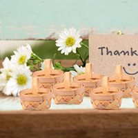 Poignée de panier en osier 12pcs Mini paniers tissés avec poignées Petits paniers tissés manuels en copeaux de bois Décor pour les faveurs de fête de mariage