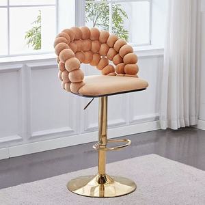 Low-profile casual bubble chair home atmosphere-themed bedroom dressing <b>stool</b> plush fabric nail chair stylish <b>backrest</b> chair - Product Image 3