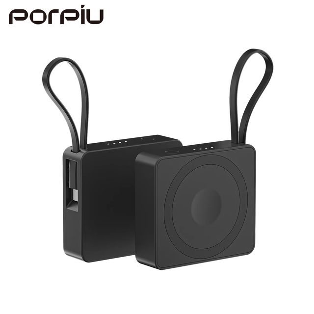 Mini Wireless 5000mAh Ultra Slim LED Display Magnetic Power Bank Type-C Cable Built USB-C PD 20W Fast Charging for Phone Watch