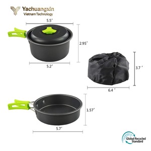 Poêle à frire portable ultralégère pour le camping, en alliage d'aluminium, durable, ensemble de cuisine d'extérieur, 3-4L, couvercle en acier inoxydable - Product Image 5