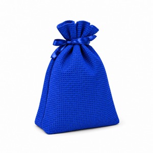 Bolsa de Regalo con Cordón Azul Cobalto, Poliéster Tipo Waffle, 18x2x30cm, Cinta de Satén, Bolsa de Embalaje para Cosméticos, Logotipo Personalizado, OEM, ODM, MOQ Bajo - Product Image 3