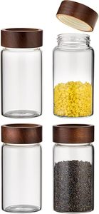 High Borosilicate Air Tight Storage Jars <b>Containers</b> With Acacia Wood Lid Glass Jars for Food Glass Spice Honey Jars - Product Image 4