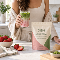 Mélange de Latte Matcha Fraise Marque Blanche OEM Formule Personnalisée de Crème d'Avoine pour Soutien Énergétique Poudre de Qualité Alimentaire Vente en Gros 250g