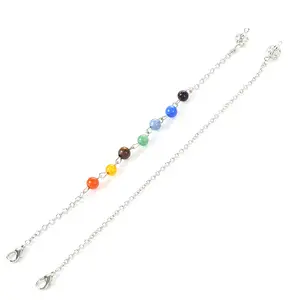 Accessoires de bijoux de yoga en cristal chaîne pendule à perles creuses colorées avec boucle de homard pendentif léger pour le yoga