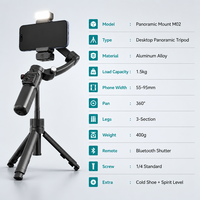 Trépied de bureau professionnel M02 avec rotule et support de téléphone, corps métallique, rotation 360° °   Support rotatif inclinable pour chaussure froide pour le streaming en direct