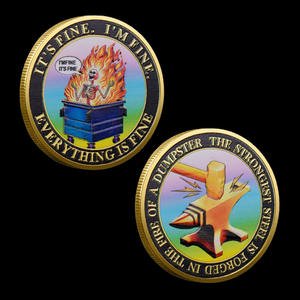 <span class=keywords><strong>Sto</strong></span> <span class=keywords><strong>bene</strong></span> monete placcate in oro acciaio martellante e secchio della spazzatura Blaze distintivo commemorativo medaglia in metallo artigianato - Product Image 4