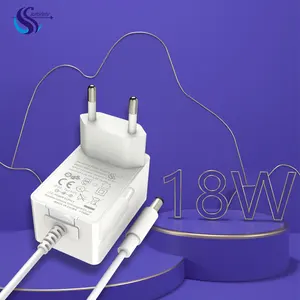 Sunshiny Ce Phê Duyệt Eu Cắm Wall Mount Power Adapter 18 Wát 12V 1.5a Châu Âu Adapter Với 5.5*2.5 Mét Dc Cắm Pl