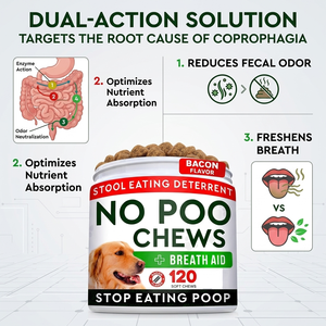 No Poo Golosinas para masticar perros Coprophagia Taburete Comer Disuasorio Enzimas digestivas Inmune Gut Health Breath Aid Suplemento para mascotas Perro - Product Image 4