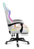 Silla de Juego de Cuero Estilo Racing con LED RGB, Diseño Ergonómico, Estilo Moderno, Altura Ajustable y Reposapiés para PC