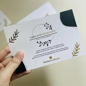 로우 MOQ 럭셔리 커스텀 메탈릭 호일 로고 명함/엽서/웨딩 카드/감사 카드