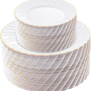 Plat de plateau en plastique personnalisé de bord floral pour des parties dinantes vaisselle à la maison de dîner avec des options de couleur - Product Image 1