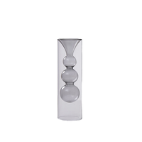 Vase en verre gris coloré à double couche en forme de gourde, récipient décoratif moderne pour fleurs, idéal pour la maison, le salon ou comme centre de table