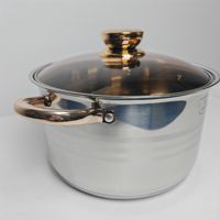 Ensemble de casseroles en acier inoxydable 6 pièces Poêle à frire Marmite Poignée Intérieur antiadhésif Cinq couches Double revêtement Couvercle en verre Résistant au four