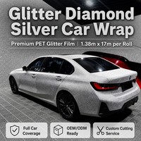 Film Vinyl Bungkus Mobil Glitter Berlian Perak Super Stone Glitter Diamond Stiker Vinyl Bungkus Mobil Roll Penuh