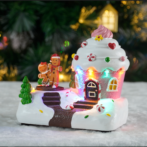 Luz LED Christmas Candy Village House con Turning <span class=keywords><strong>Gingerman</strong></span> - Product Image 2