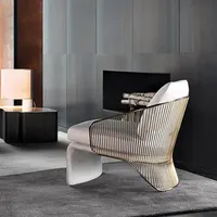 Tessuto di lusso in metallo dorato confortevole hall dell'hotel soggiorno divano singolo sedia reclinabile poltrona con schienale alto