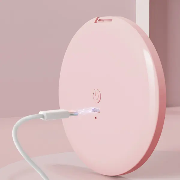 Alumínio dobrável espelho bolso portátil pequeno branco rosa maquiagem espelho com luzes led usb