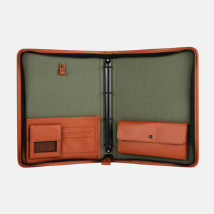 Imported Pu <b>Leather</b> Texture Canvas And <b>Leather</b> Zippered Handbag File Resume Folder For Document - Product Image 6