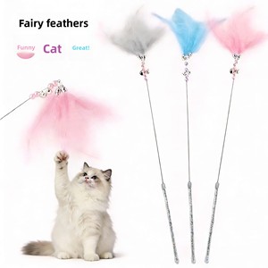 Varita de Juguete para Gatos con Plumas de Hada, Duradera, Resistente a Mordeduras, con Campana, Diseño de Alambre Corto, Modelo Pmg, Origen Henan - Product Image 1