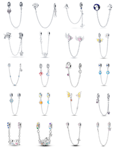 Bracelets avec pendentifs breloques en forme de cœur en zircon plaqué or et argent de la série bleue, certifiés GDTC - Design original DIY pour unisexe - Product Image 1