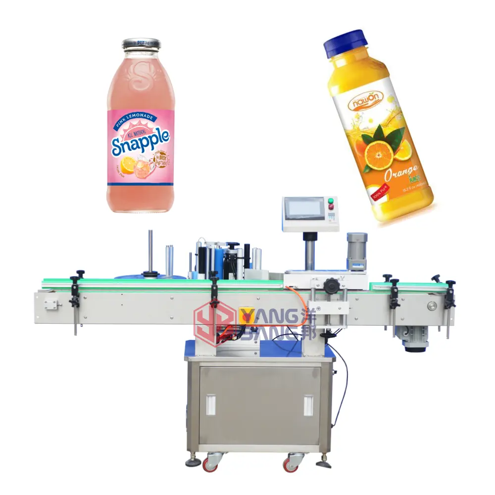 Máquina de etiquetado de botellas de jugo de naranja, fresa, manzana, uva, naranja, totalmente automática, Yangbang, al por mayor