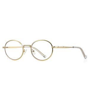 Gafas ópticas de marco redondo de moda de metal con luz antiazul Colores de marco negro y dorado opcionales - Product Image 2