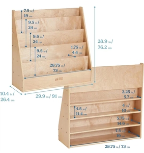 Rangement double face pour l'école à la maison, organisateur de magazines, étagère, boîte en bois - Product Image 3
