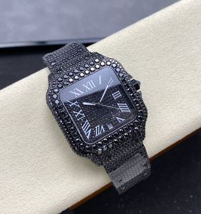 Reloj negro de diamantes de lujo para hombre, diseñador de alta calidad, reloj informal de negocios, movimiento oculto, pantalla de esfera de puntero - Product Image 5