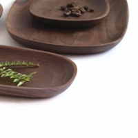 Assiettes de service en bois de noyer de luxe de forme spéciale, vaisselle naturelle, assiette à dîner de forme irrégulière