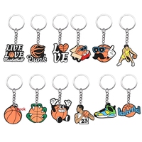 Porte-clés sportif en PVC sur le thème du basketball, style TikTok, clip pour clés de voiture