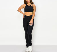 Ensemble de yoga deux pièces de haute qualité avec logo personnalisé, dos croisé et effet push-up, vêtements de sport OEM pour femmes, fabricant